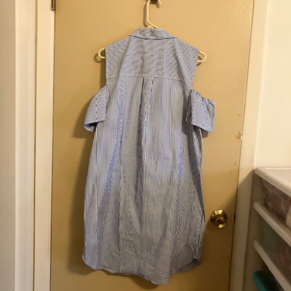 Michael Kors Blue and White Stripe Cold Shoulder Dress - Picture 4 of 7